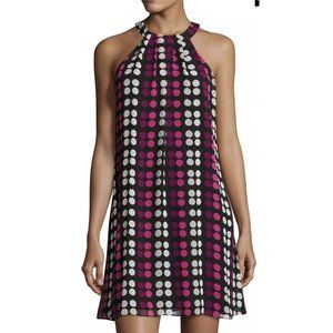NWT Womens CeCe by Cynthia Steffe Black Dot Steam Halter Shift Dress Sz 14